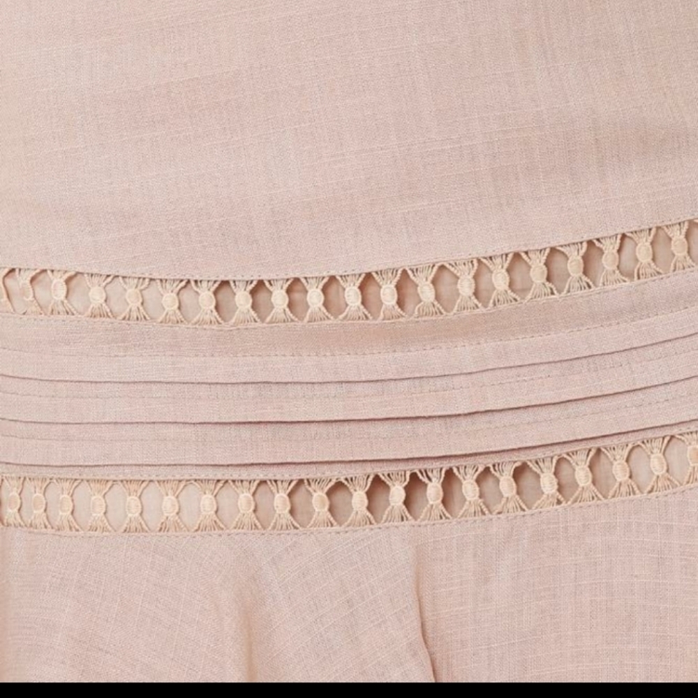 Linen Blend Lattice Mini Dress - Picture 4 of 5